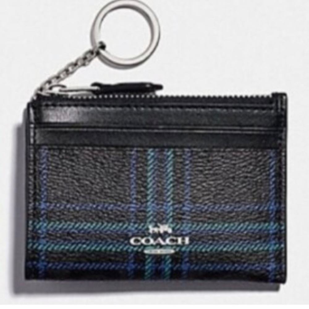 Coach Black and Blue Checkered Card & I.D.Case